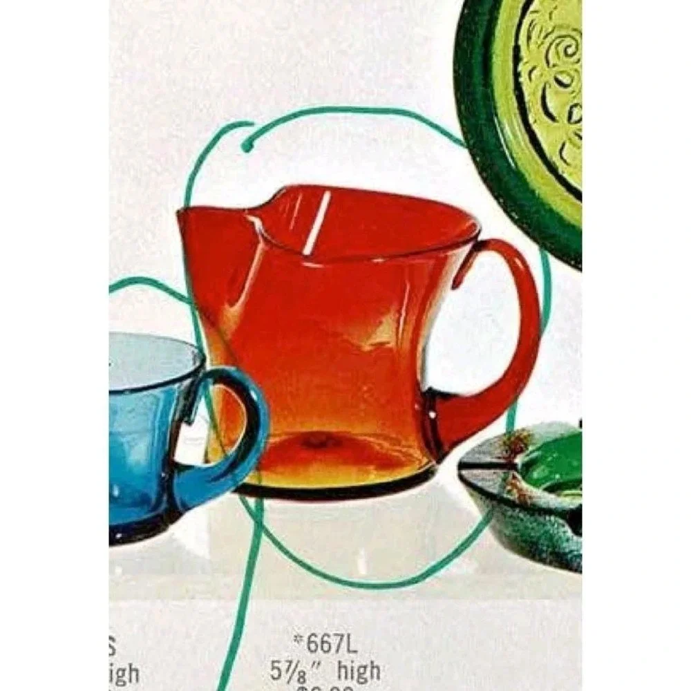 Blenko #667L Tangerine Pitcher‎ Joel Myers 1966 Art Glass Water Pitcher MCM